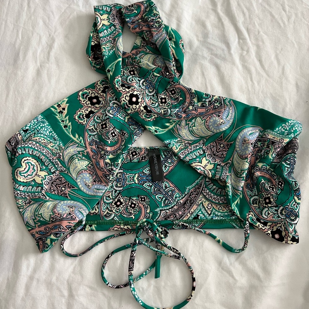 Green Paisley Halter Top